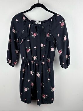 Abercrombie Preteen Navy Floral Rose Ruffle Dress Size 9 10 Preppy Croquette
